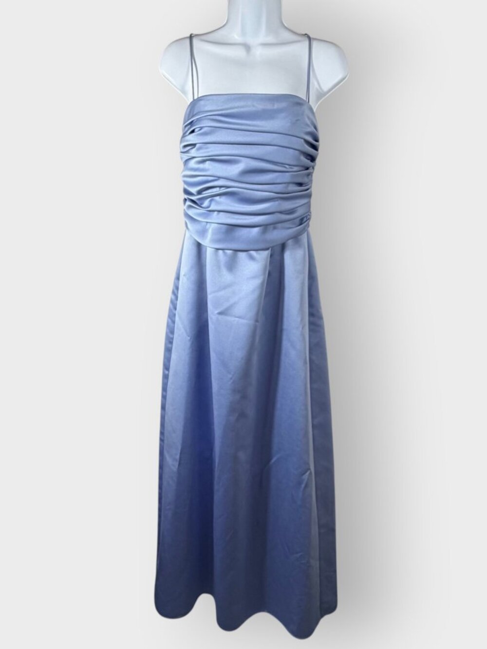 Vtg Y2K Night Way Formal Maxi Dress | 10 | Periwinkle Satin | 90s Prom HOCO